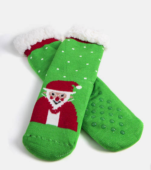 Zelené zateplené ponožky se Santa Challou